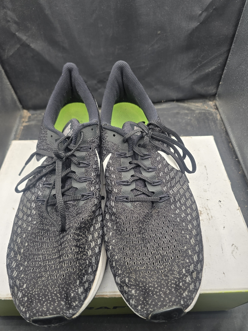 Nike Black Athletic Running Shoes with Lime Green Insoles
